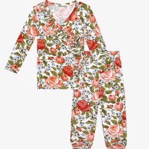 Posh Peanut Alma Ruffled Tie-Front Kimono Set